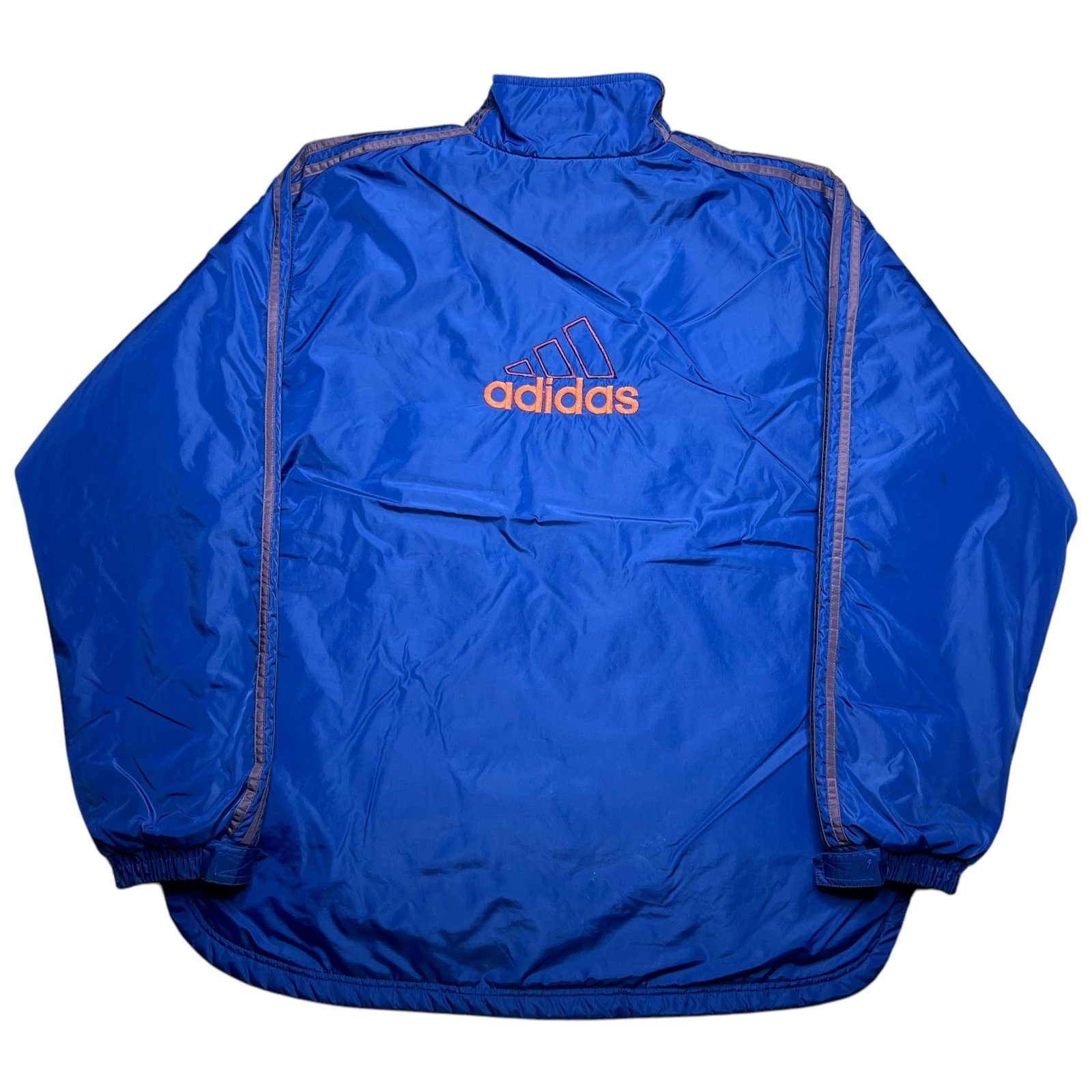 Vintage 1990s Adidas Logo Striped Fleece Lined Zip Up Anorak Jacket