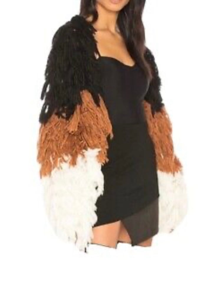 Chrissy Tiegen X Revolve Size Small Shaggy Colorblock Open Cardigan