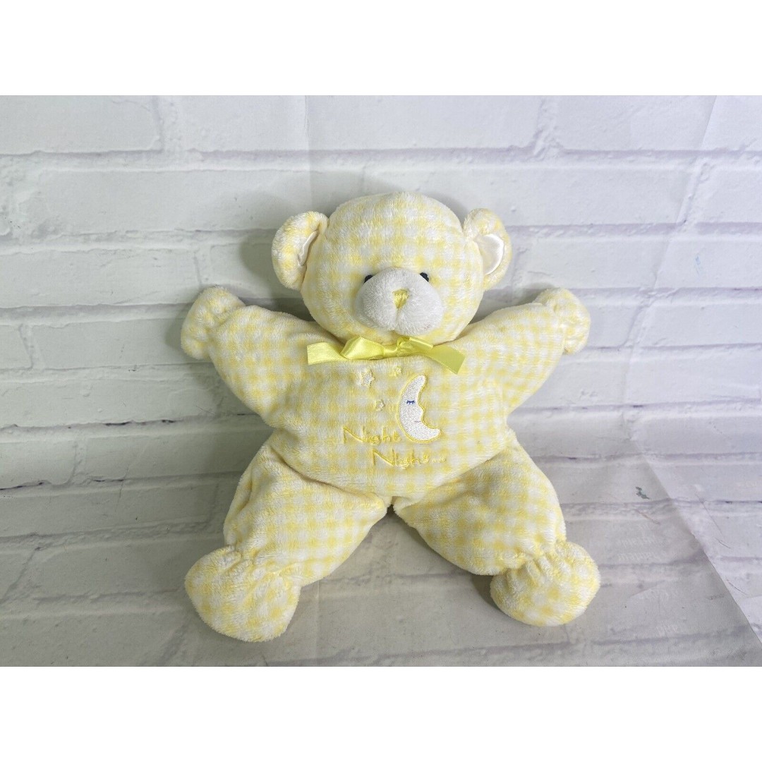 Kids Preferred Baby Yellow Bear Night Night Plaid Star Stuffed Animal Plush Toy