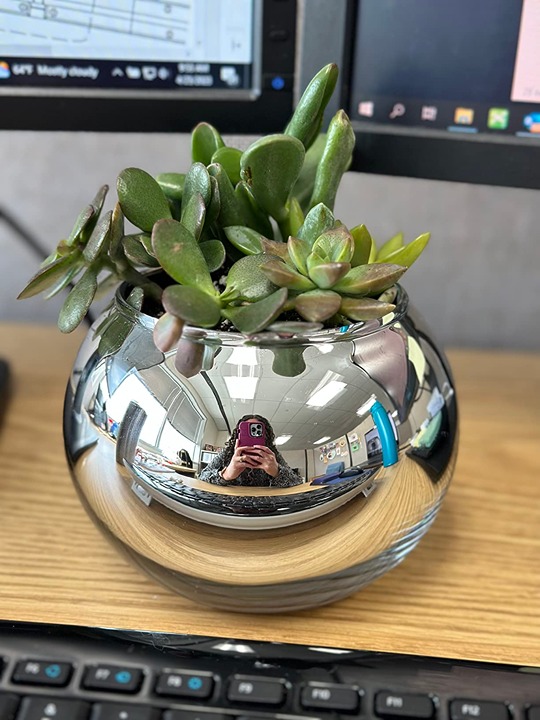 6'' Glass Candy Dish Desk Mirror to See Behind You