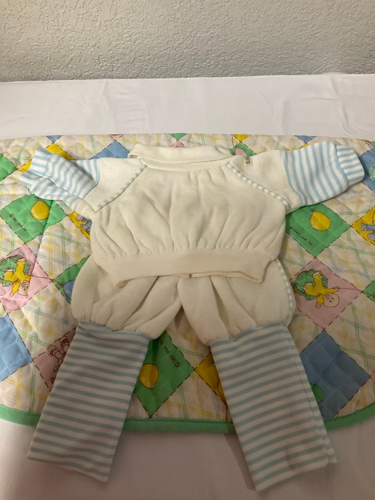 VTG Cabbage Patch Kids Tracksuit White With Blue Stripes CPK Girl Doll Clothes
