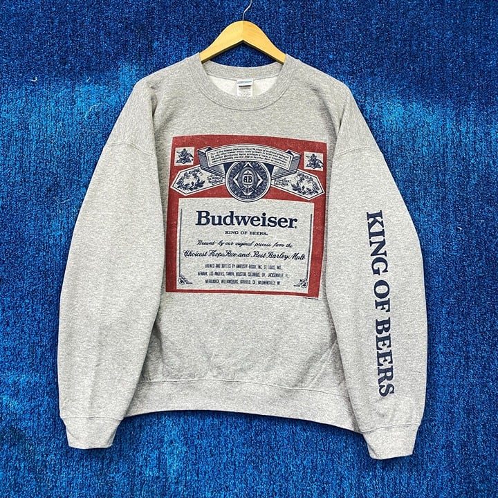 Budweiser Beer Bottle Label King of Beers Promo Crewneck L