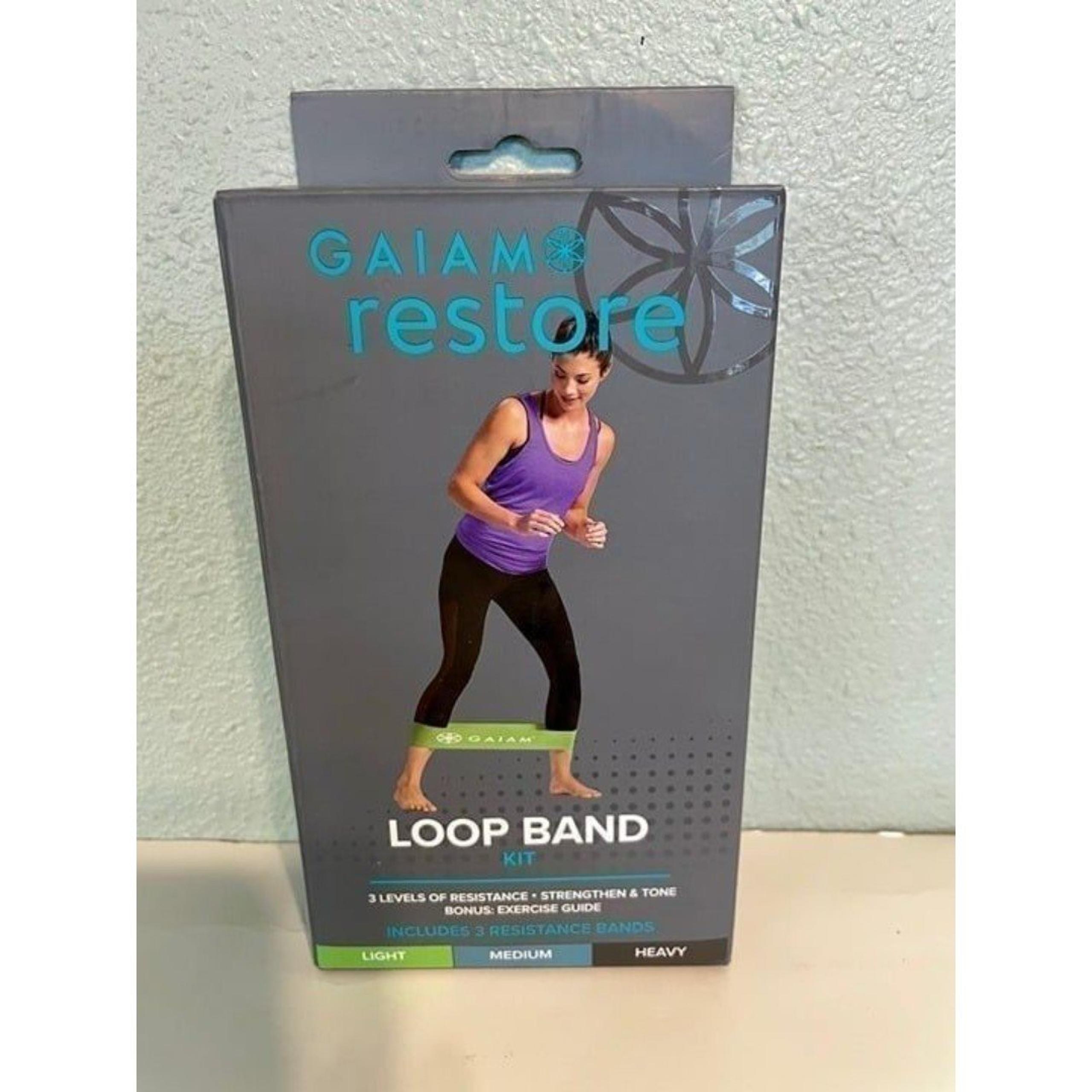 Gaiam Loop Band kit 3 Pack Exercise Yoga New Light, Medium, Heavy NEW