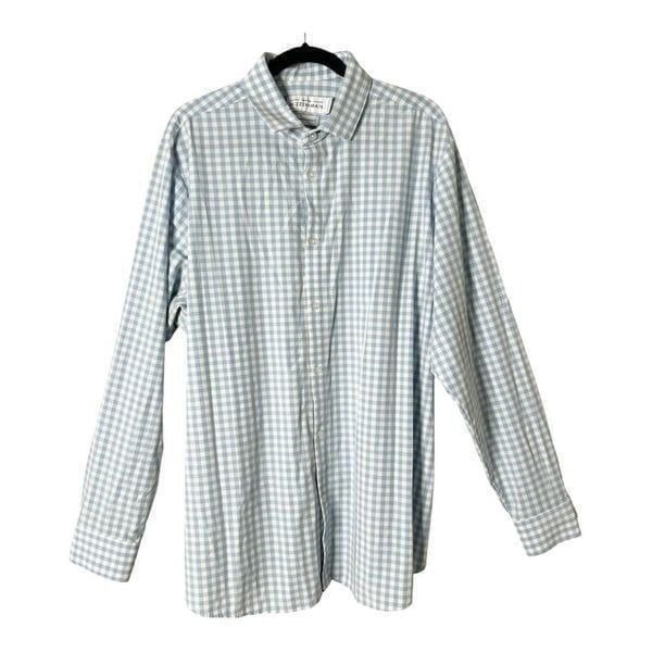 Mizzen + Main Leeward Men’s Light Blue Gingham Standard Fit Dress Shirt Size XXL