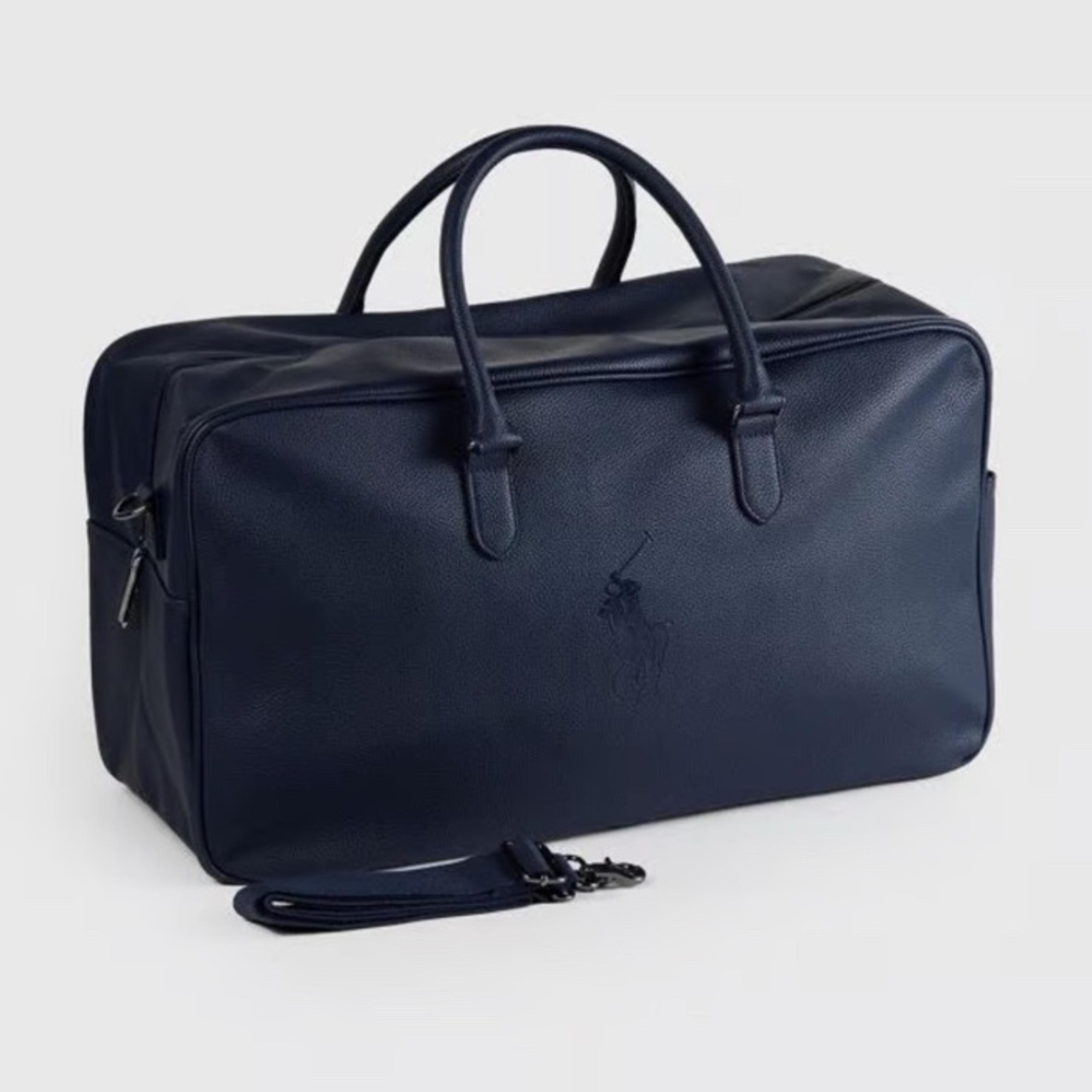 NEW Ralph Lauren Polo Large Navy Duffle Weekender Travel Gym Bag Removable Strap