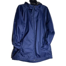 LL Bean Jacket Mens Windbreaker Lined Navy Blue Full Zip Hood Rain Outdoor LT