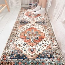 Turkish Rug Runner for Bedroom 2x6ft Non Slip Distressed Hallway Runner