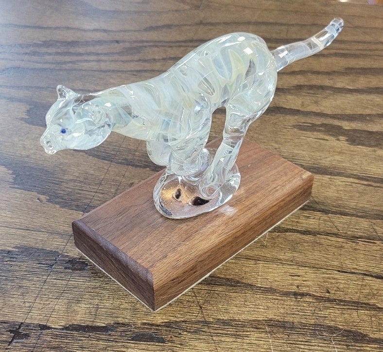 Handmade Glass Sculpture Leapord Art Glass