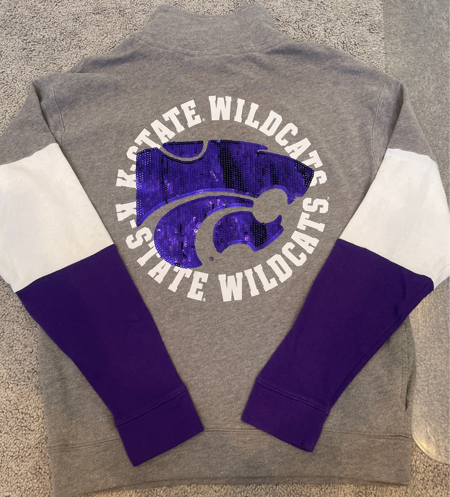 VS PINK K-State Kansas State Wildcats Bling Half Zip Sweatshirt