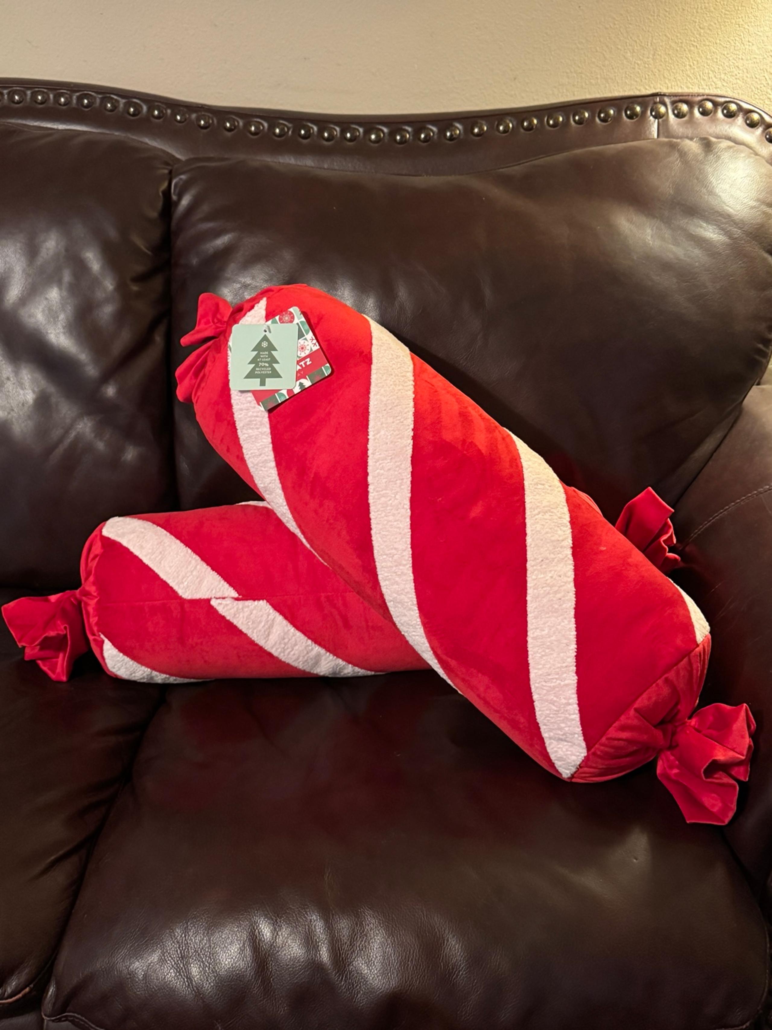 2 Novogratz XL Christmas candy cane bolster pillows peppermint pillows
