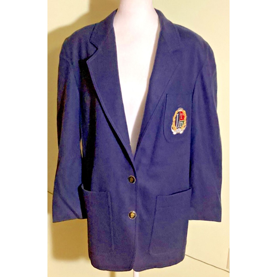 Vintage The Limited Women's Navy Blue 100% Wool Lined Blazer Jacket Size M