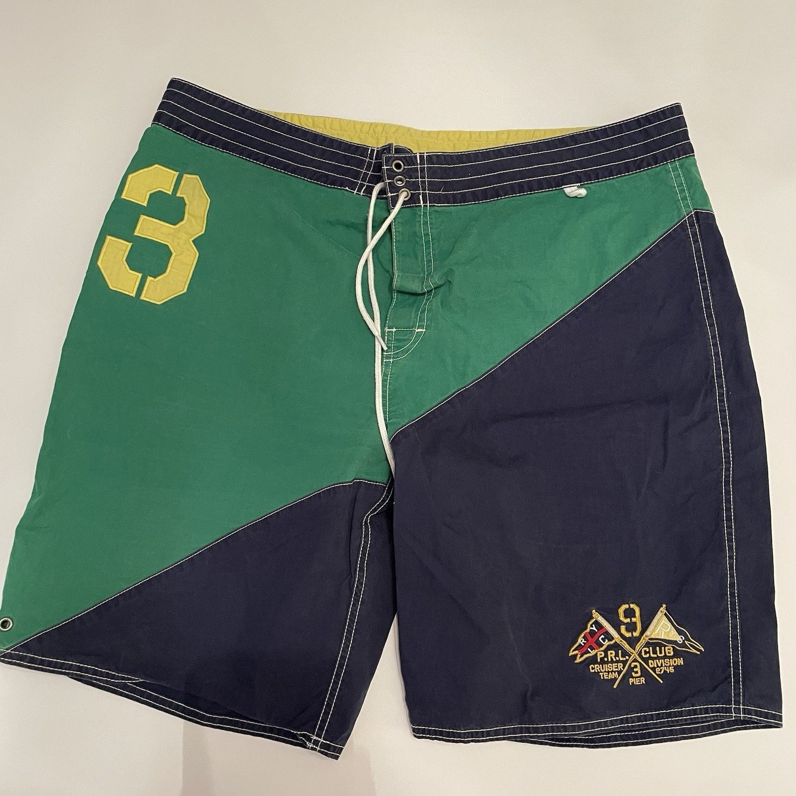 Vtg Polo Ralph Lauren Sz 40 BoardShorts Swim Trunks RYLC PRL Cruiser Team 3 Pier