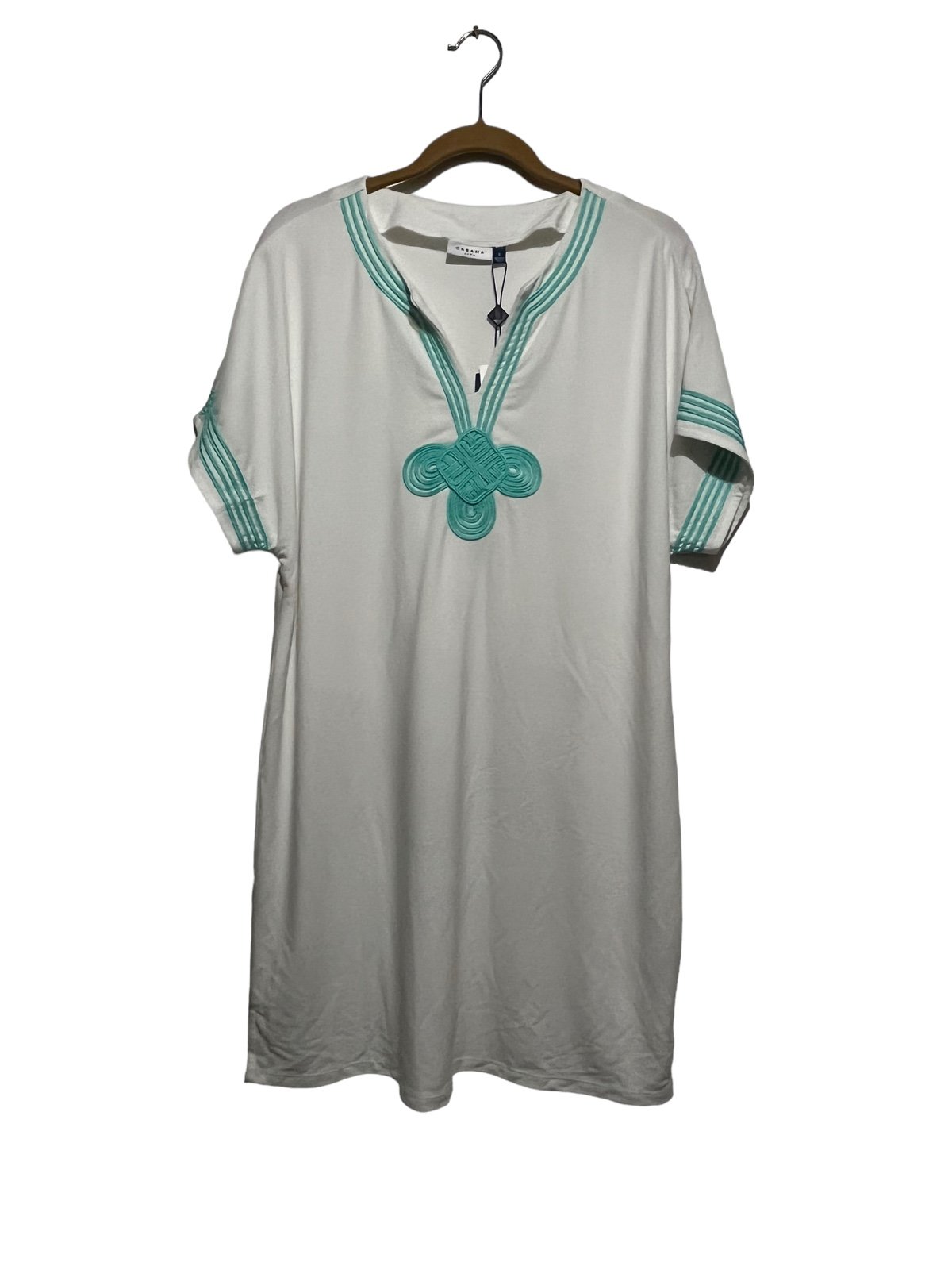 NWT Cabana Life Essentials Embroidered Cover Up Dress Size S White French Terry