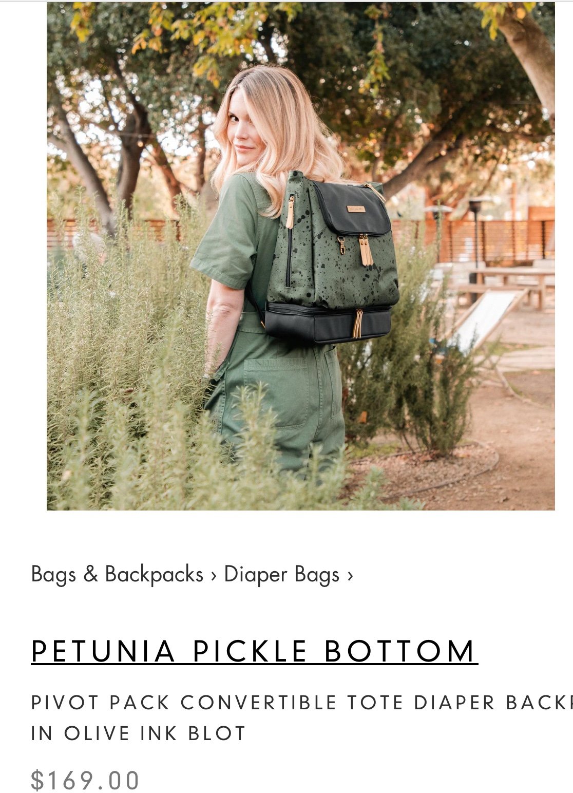 PETUNIA PICKLE BOTTOM PIVOT PACK CONVERTIBLE TOTE DIAPER BACKPACK