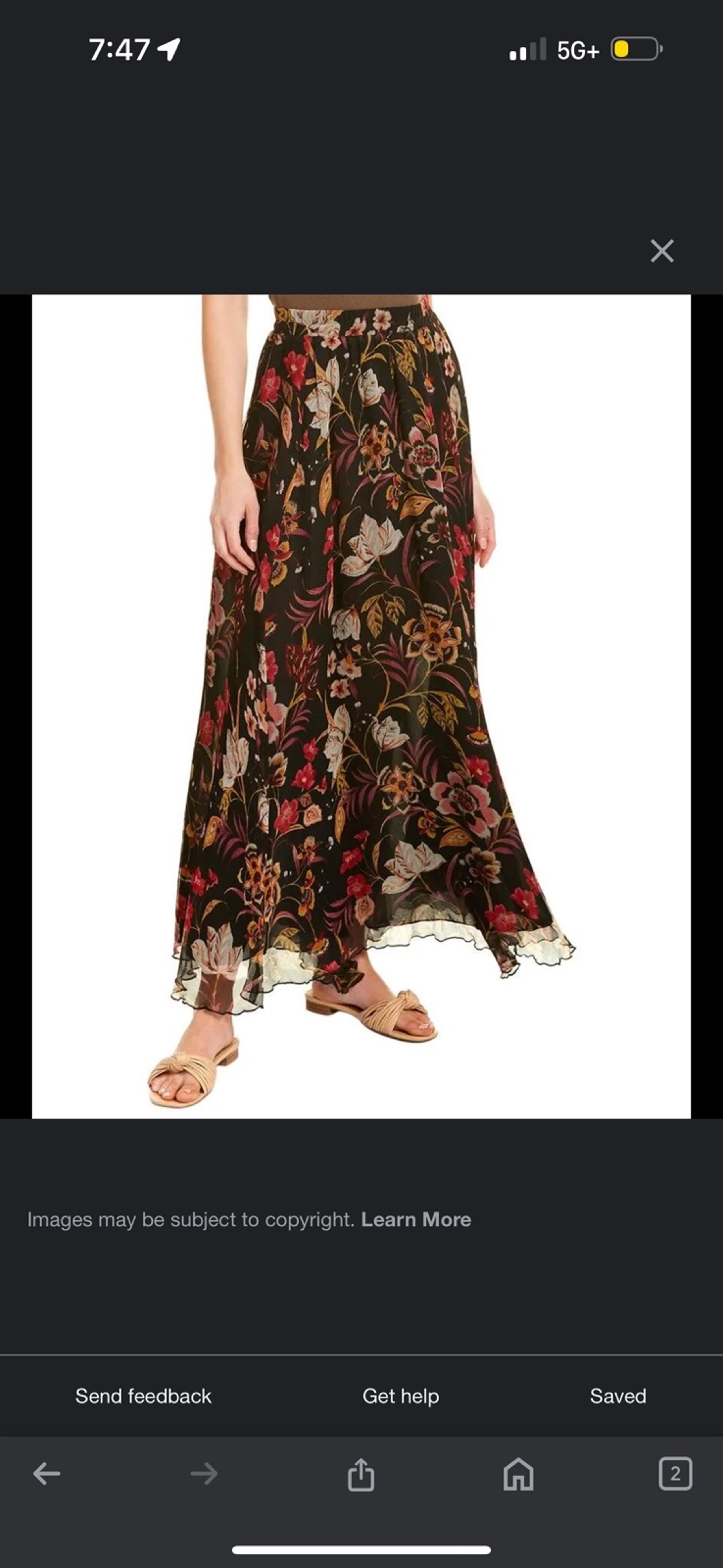 Johnny Was Jade Silk Maxi Skirt Women’s Size Small Floral Elastic Band