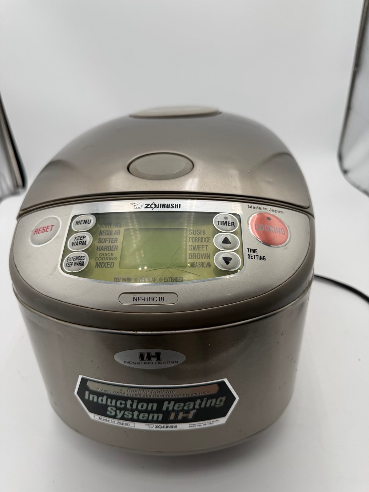 Zojirushi NP-HBC18 Induction Heat System Rice Cooker Warmer Tested 10 Cups Japan