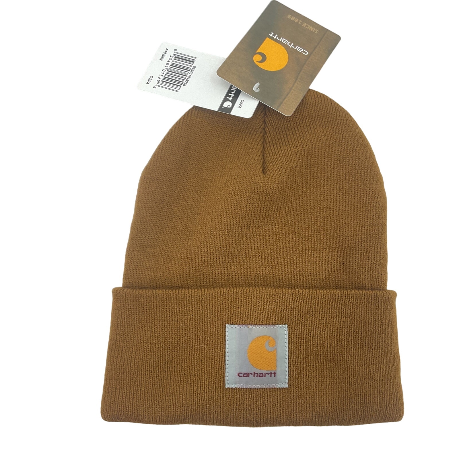 Carhartt Acrylic Beanie Ribbed Knit Brown One Size New With Tags