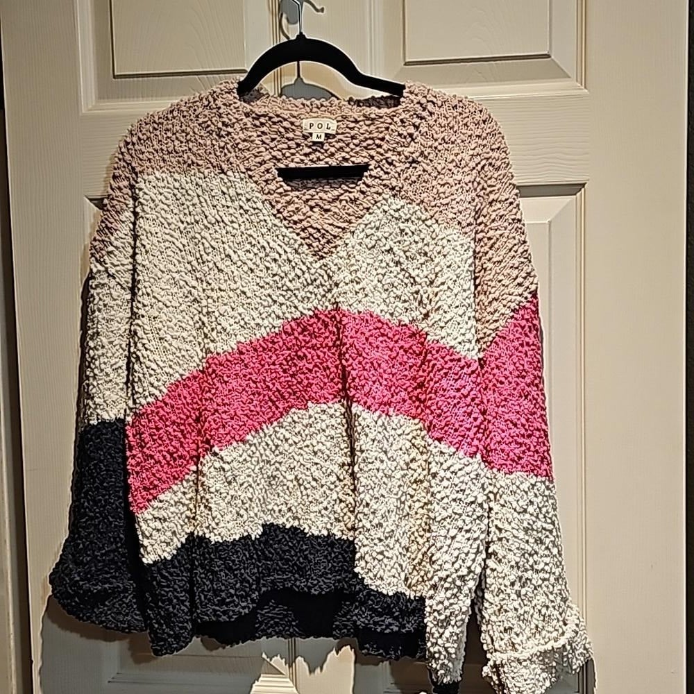 POL popcorn color stripe sweater size M