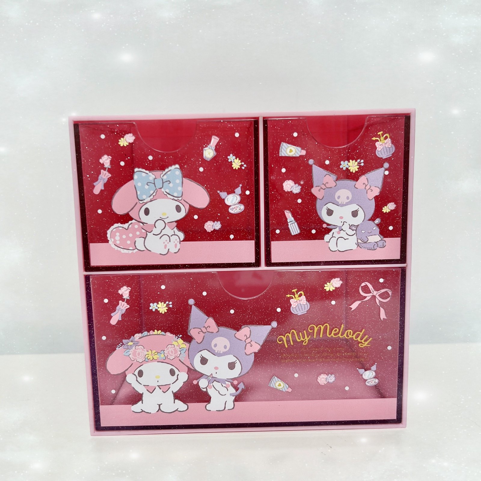 Sanrio My Melody + Kuromi 3 drawers storage box/ organizer