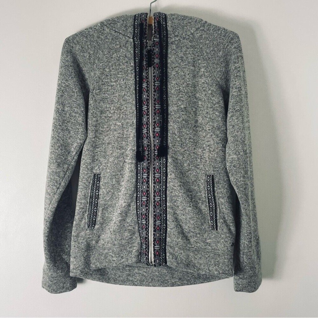 American Eagle Outfitters Black & Gray w Pink Aztec Hooded Sweatshirt Size M