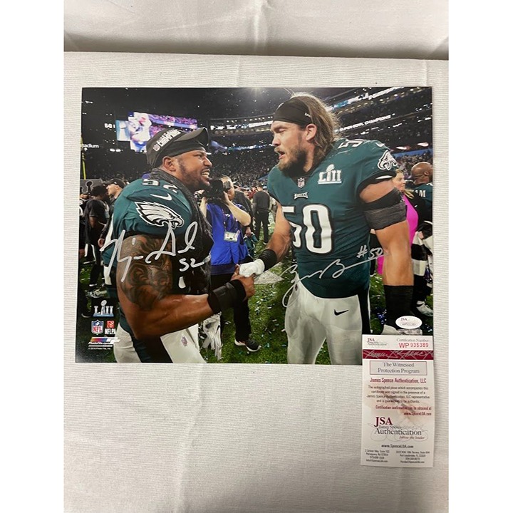 Najee Goode and Bryan Braman signed autographed SBLII Eagles 11x14 photo JSA