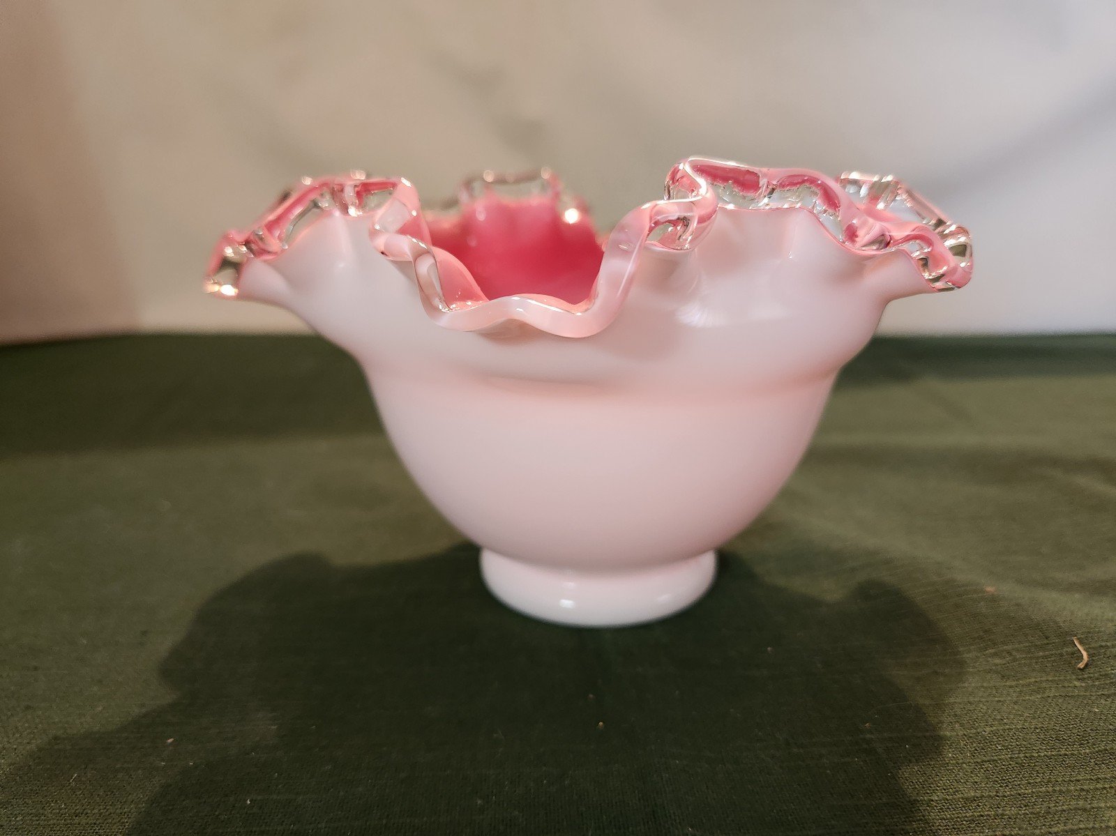 Fenton Silver Crest Ruffled Crimped Edge Vase