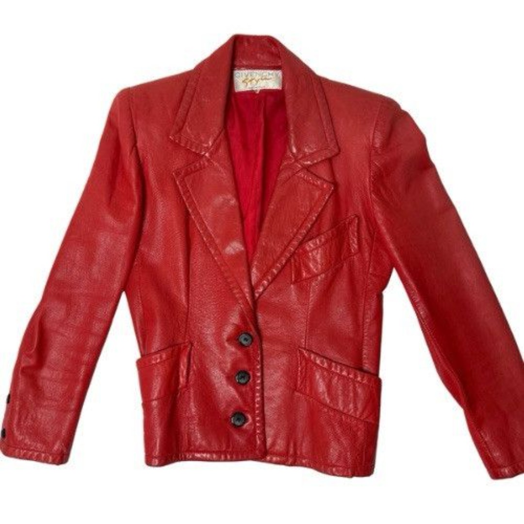 Vintage Givenchy Style Red Leather Blazer – Statement Piece!