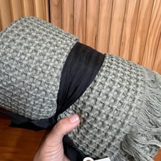 Hearth & Hand with Magnolia Waffle Cotton light Gray Lush Knit Throw Blanket NWT