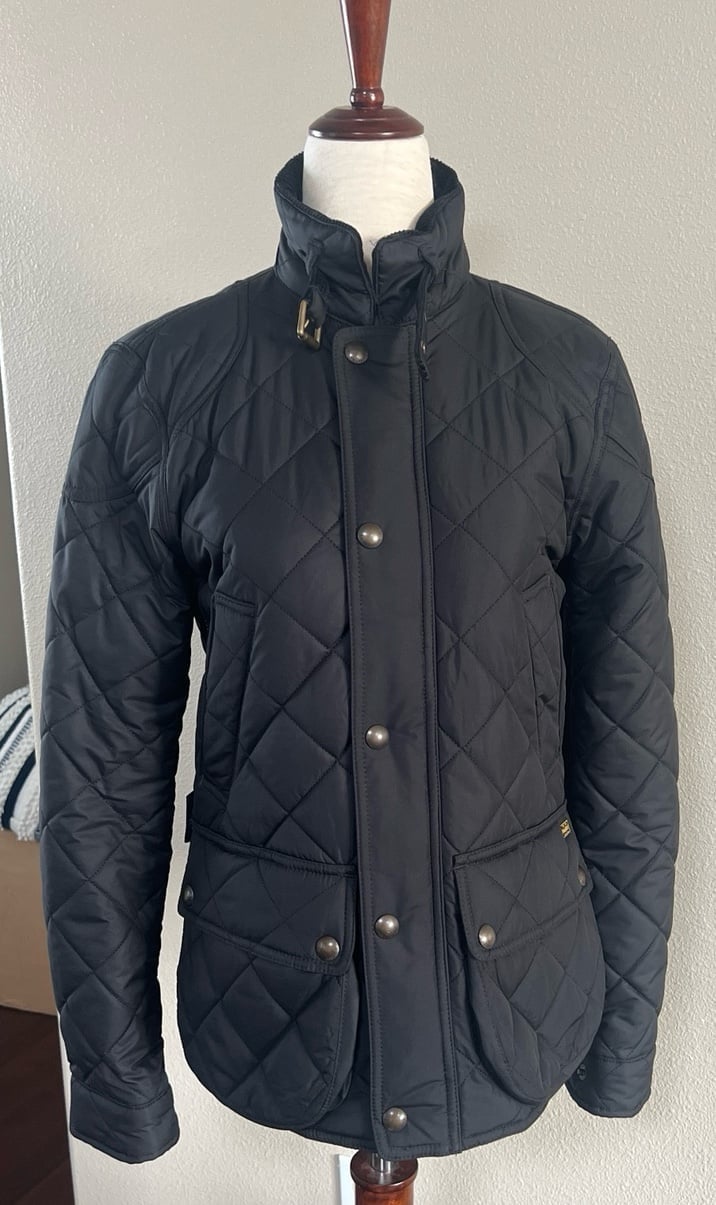 POLO RALPH LAUREN Quilted Jacket Coat Black XS EUC