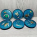 6 epoxy hand made 3d turtle drink coasters w/ glitter nautical sea life coasters