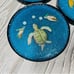 6 epoxy hand made 3d turtle drink coasters w/ glitter nautical sea life coasters