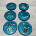 6 epoxy hand made 3d turtle drink coasters w/ glitter nautical sea life coasters