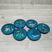 6 epoxy hand made 3d turtle drink coasters w/ glitter nautical sea life coasters