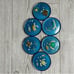 6 epoxy hand made 3d turtle drink coasters w/ glitter nautical sea life coasters