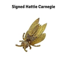 Vntg 50s Hattie Carnegie Signed Flying Bee Brooch Wings Bounce Missing Stone 2in