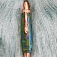 Handmade Hand Turned Multi Color Acrylic Rose Gold Copper Atlas Pen