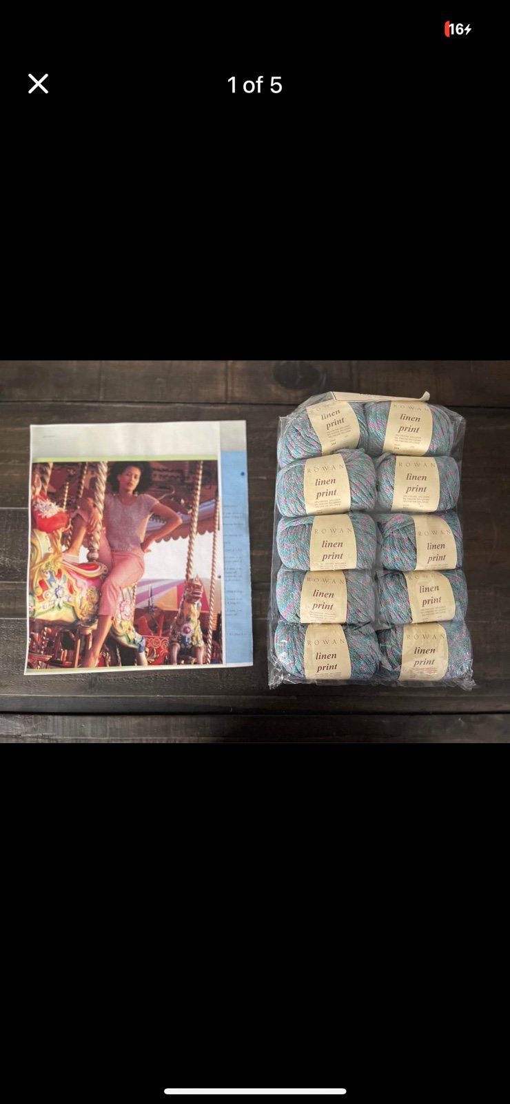 10 New balls Rowan linen print 50g, shade 344 refresher plus pattern