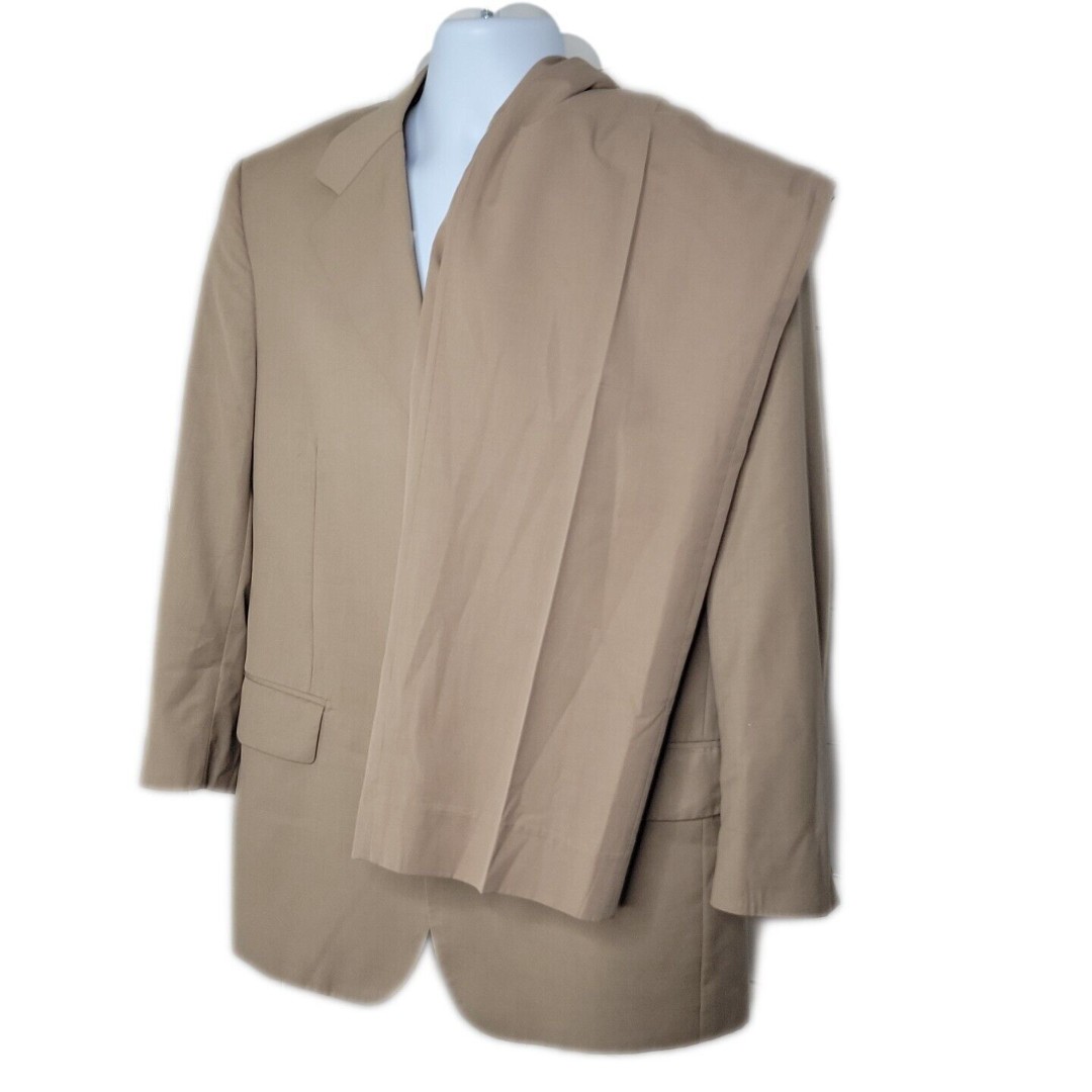 Vinci 3 Button Pant Light Brown Suit ~ Sz 38R Blazer ~ 32W 26L Pleated Pants