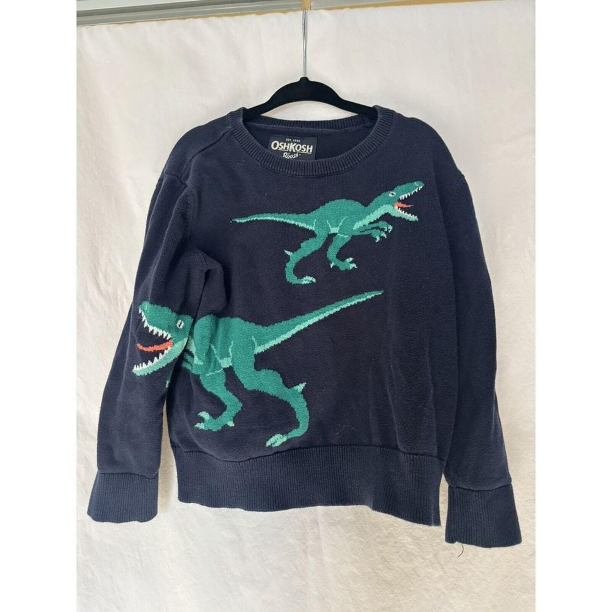 OshKosh B'Gosh, Navy Blue and Green Dino Sweater Boy's Size 5T B1
