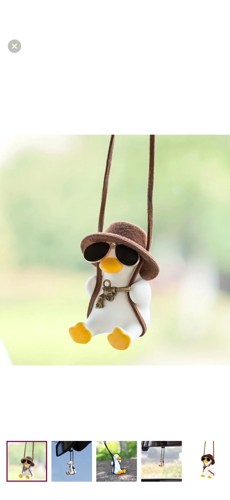 Swinging Duck With Brown Hat For Christmas Tree Or Car Mirror New in Packaging