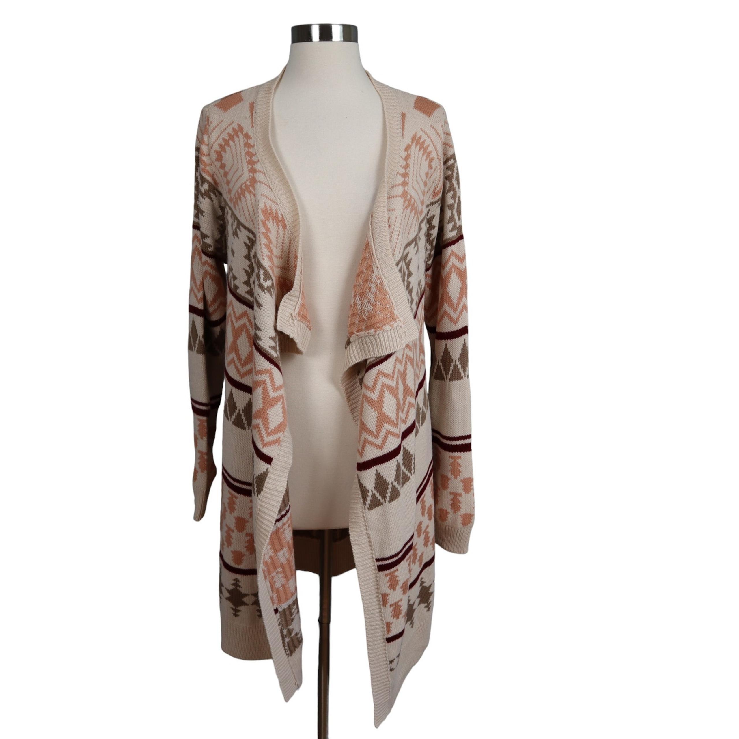 Tobi Sweater Cardigan Womens Size Medium Large Aztec Southwestern Waterfall