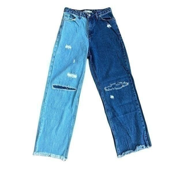 Miss Aura Two-Tone Distressed Jeans Sz 4 (EU 36)