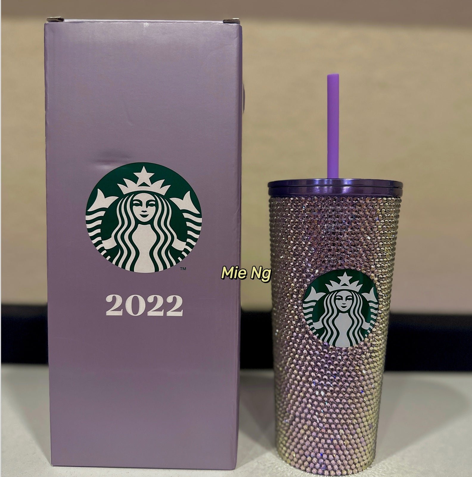 Starbucks 2022 Holiday Stainless Steel Cold Cup Tumbler Rhinestone 473ml Purple