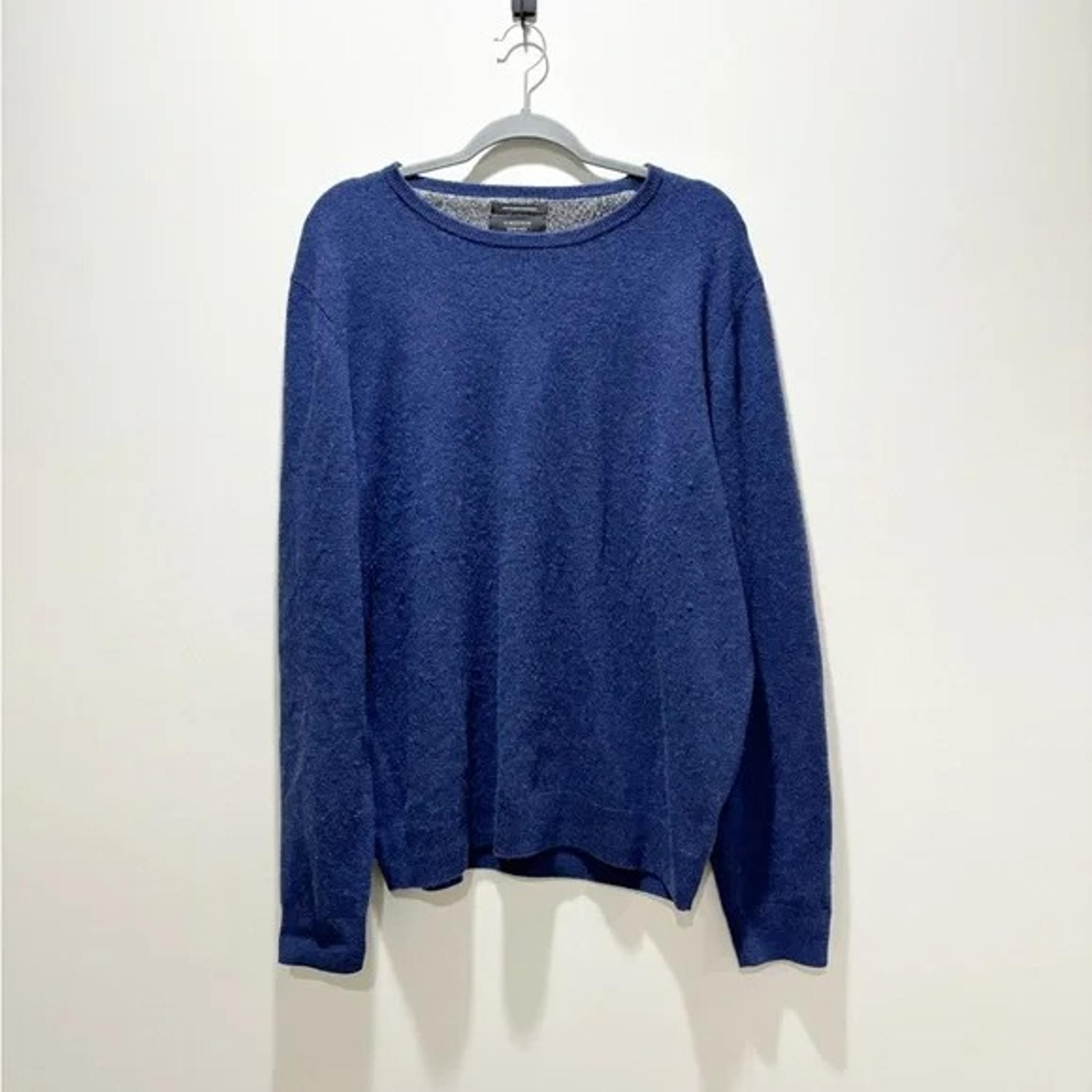 NORDSTROM Men’s Shop Blue Cashmere Crewneck Sweater Long Sleeve Basic Size XL