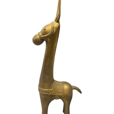Vintage Mid Century Solid Brass Llama Donkey Alpacca Decorative 9.5” Figurine