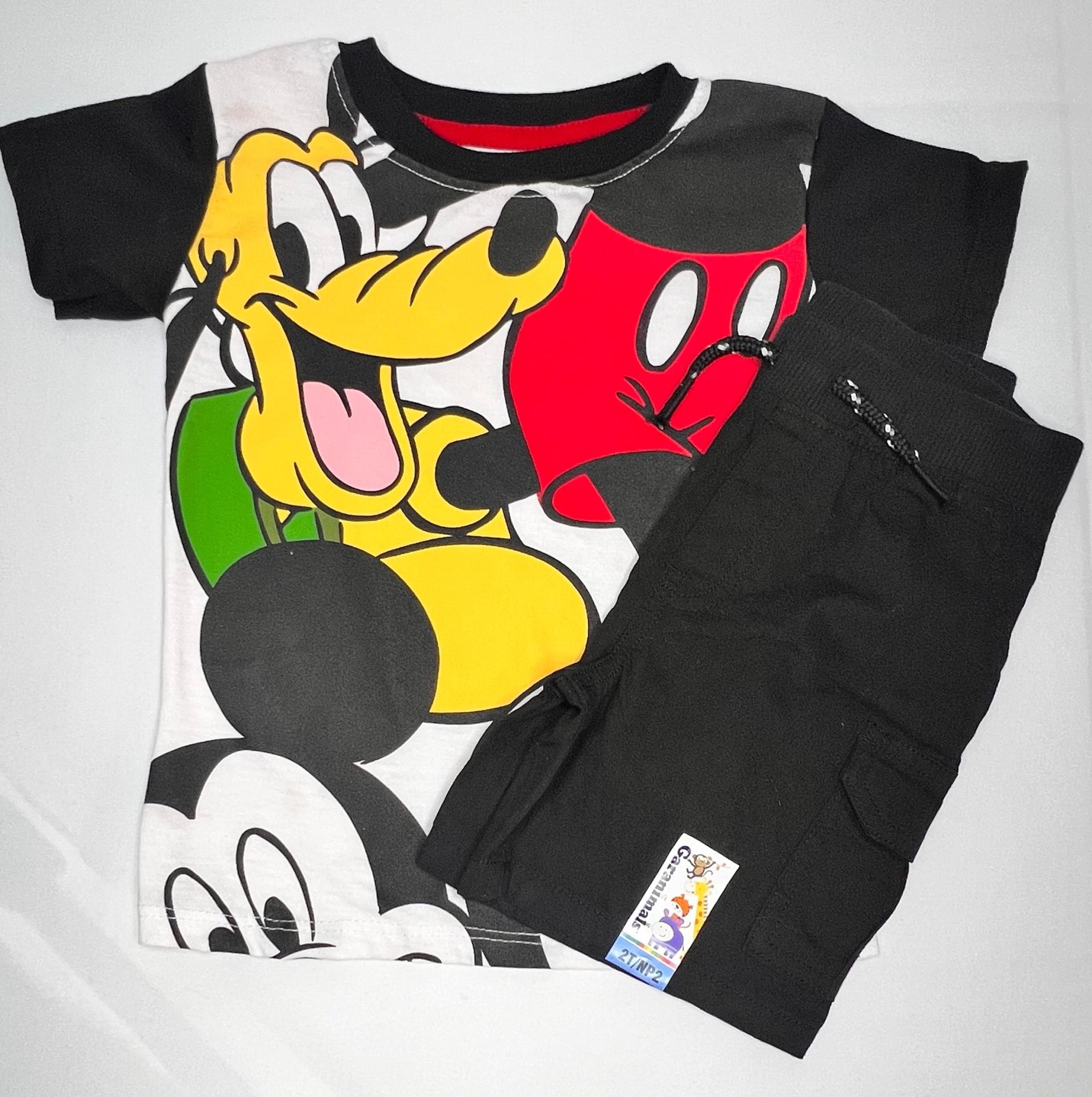 Disney Junior 2T Mickey Mouse & Pluto Short Sleeve Tee & Shorts Set