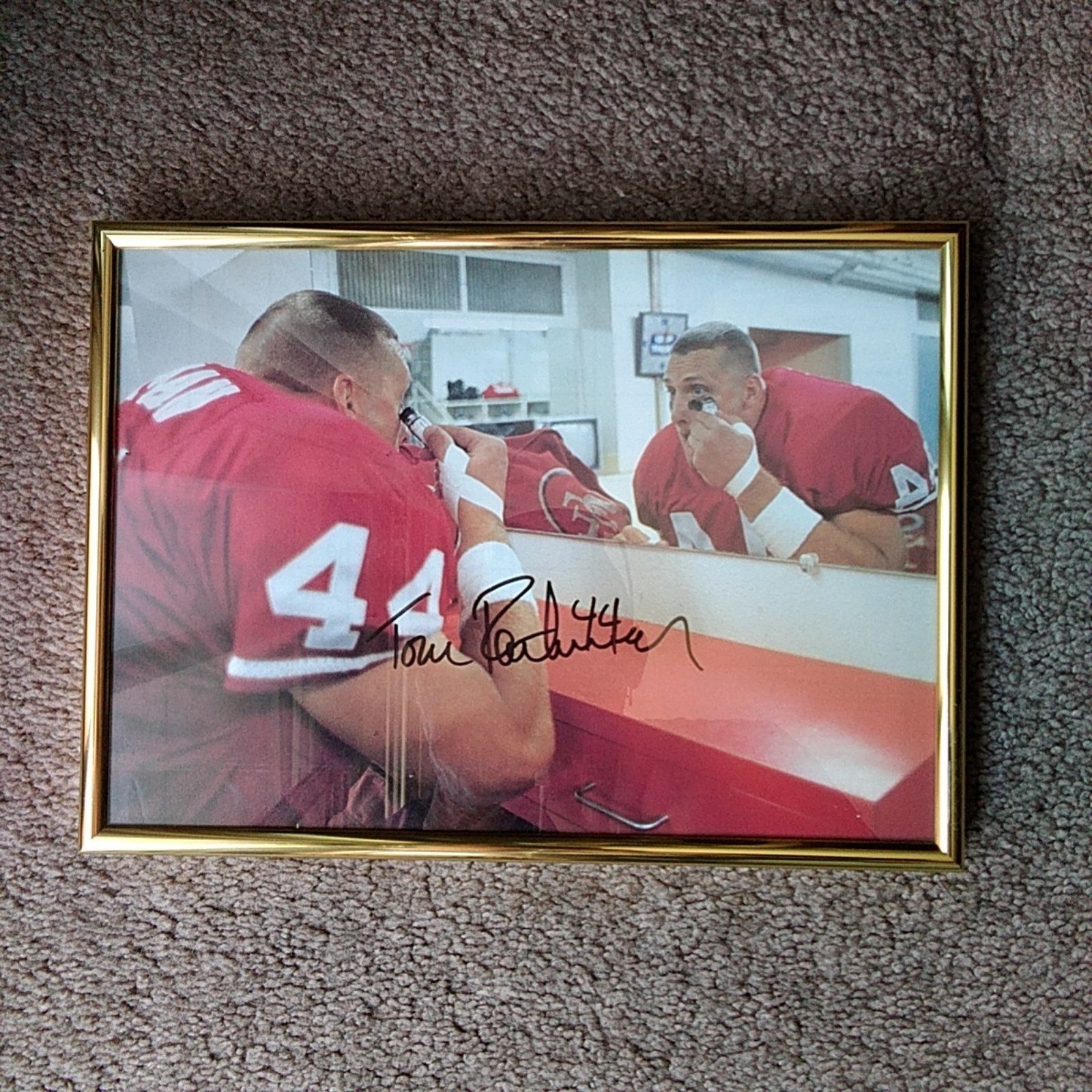 Vintage Autographed Framed Tom Rathman 8 X 10 Photo