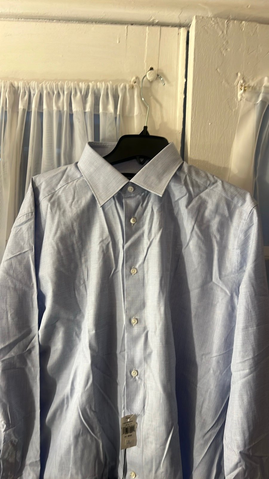 Ermenegildo ZEGNA Rossini Gingham Dress Shirt Men’s 44 R & 17.5” Neck Blue