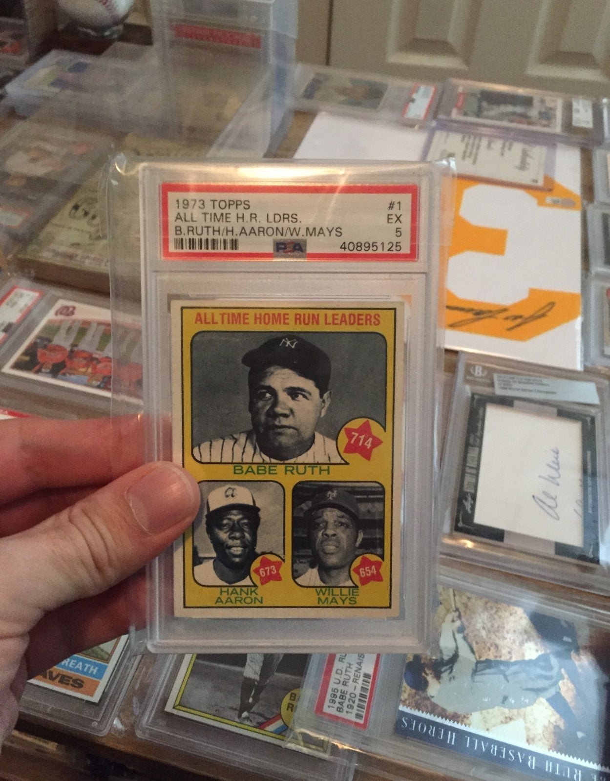 1973 Topps Ruth, Mays, Aaron PSA 5 HOFers