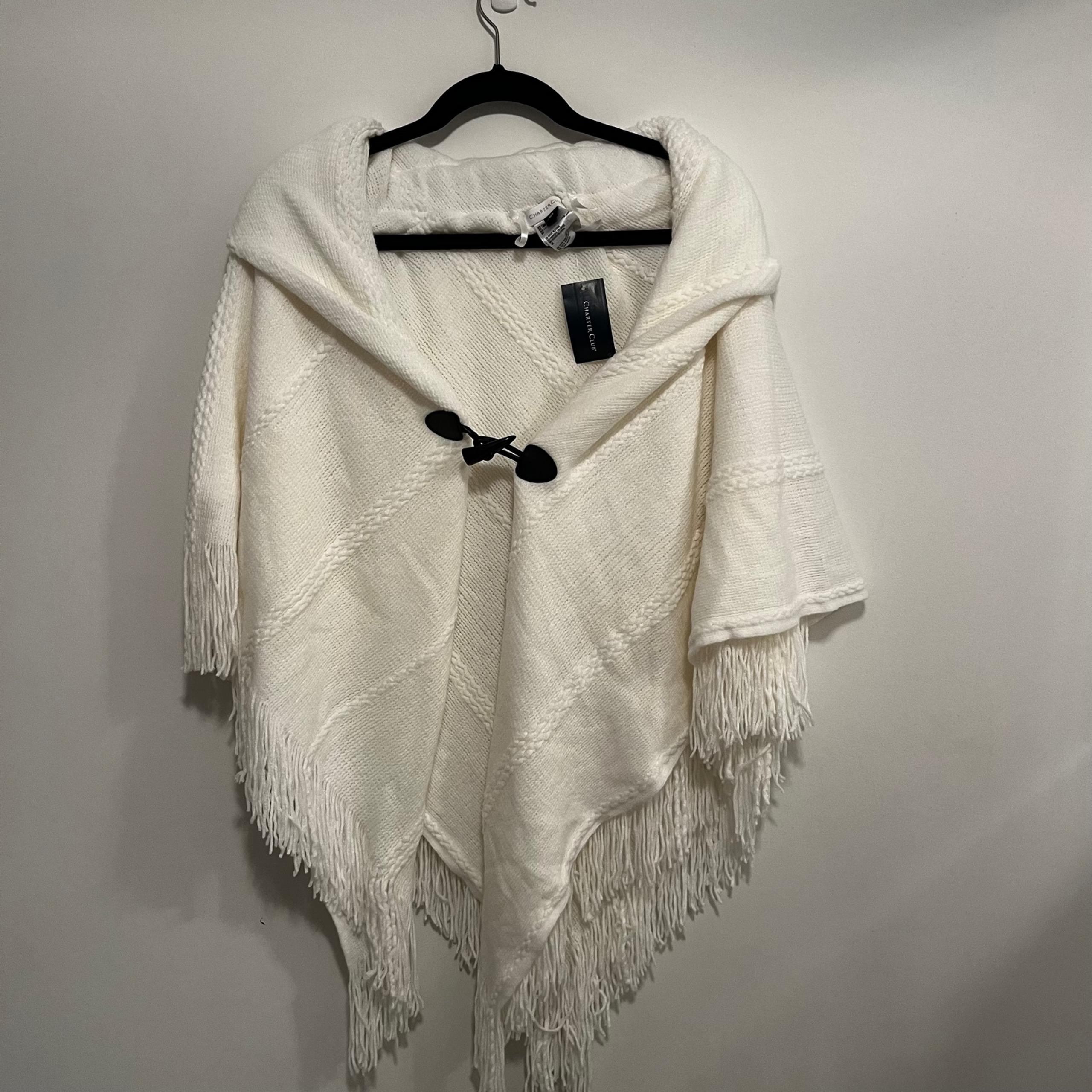 NWT Charter Club Women’s Raschel-Knit Toggle Pancho
